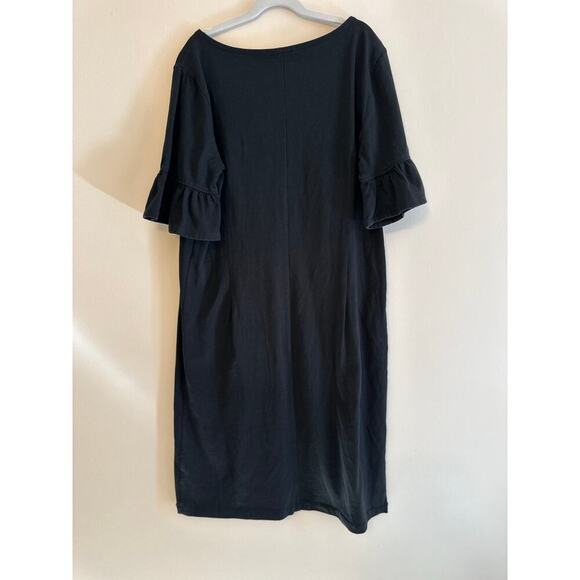 J. Crew Flutter 3/4 Length Sleeve T-Shirt Knee Length Dress Black Size Small - Picture 2 of 6
